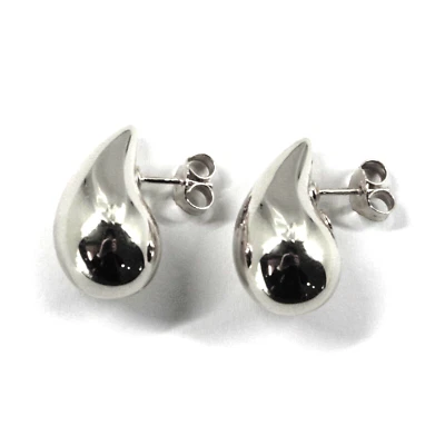 Brincos de ouro branco 18k com pingente de ouro branco 12x21mm liso arredondado gotas, gota - Imagem 1 de 4