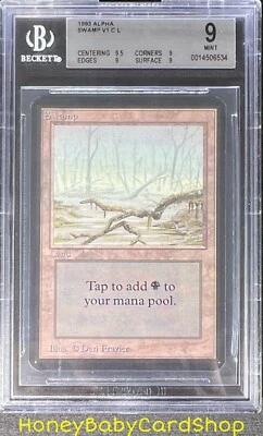 MTG Limited Edition Alpha 1993 Swamp (A) BGS 9.0Q+ (Quad+) MINT Old School 93/94 - Image 1 of 4