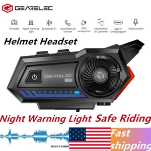 Motorcycle Helmet Headsets Bluetooth Wireless Headphones FM Radio Voice Control - Picture 1 of 23
