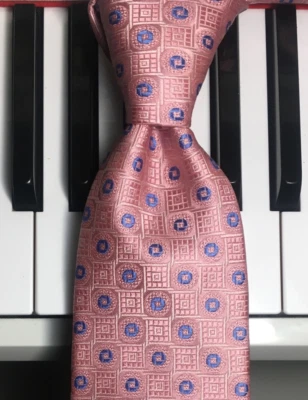 TWINHILL / розовый и синий и шикарный по всему геометрический Макклсфилд узор шелковый галстук - Изображение 1 из 4
