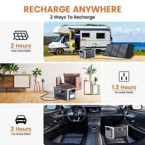 Camping Portable Power Station 1800W 200W Solar Panel 1024Wh Lifepo4 Solar - Picture 1 of 7
