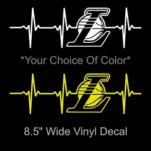 Calcomanía Los Angeles Lakers Heartbeat blanca o amarilla calcomanía calcomanía de 8,5 pulgadas Kobe - Imagen 1 de 5