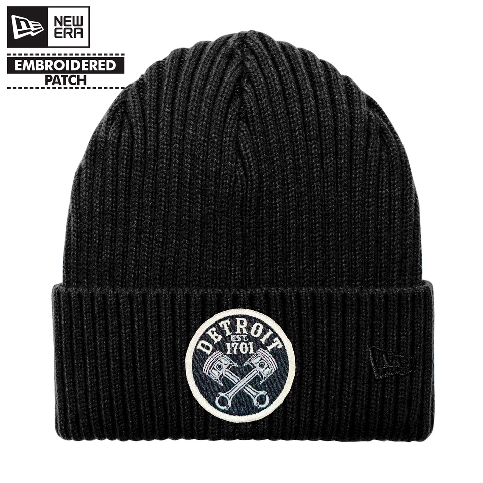 DETROIT CROSSED PISTONS BLACK NEW ERA CORE CLASSIC CUFF BEANIE 313 D Motor City - Image 1 of 1