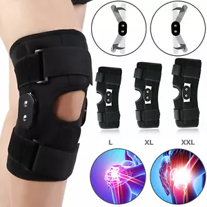 Knee Brace Hinged Compression Sleeve Joint Support Open Patella Stabilizer Wrap - Picture 1 of 13