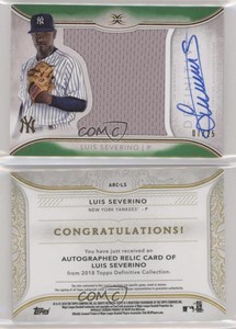 2018 Topps Definitive Collection Relic Green /25 Luis Severino #ARC-LS Auto
