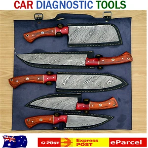 Handmade Damascus Steel Chef 5pcs Kitchen Knife Set For Cutting & Chopping - Picture 1 of 5