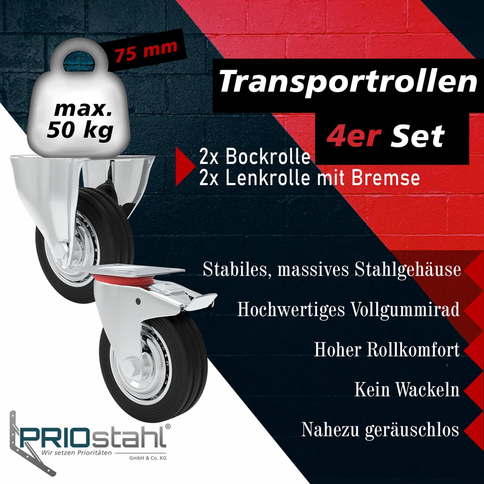 PRIOstahl TR-Set-1 Transportrollen Schwerlastrollen Bockrollen & ...