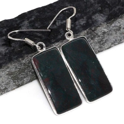 925 镀银血石民族耳环手工珠宝尺寸 1.8 GW — 第 1/3 张图片