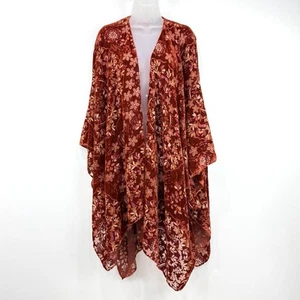 Torrid Kimono Women's OS Clay Floral NWT Velvet Burnout Artsy Boho Whimsical - Picture 1 of 13
