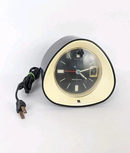 Vintage 70s Panasonic RC-1091 Analog Clock AM Radio Black Biege Interior TESTED! - Bild 1 von 7