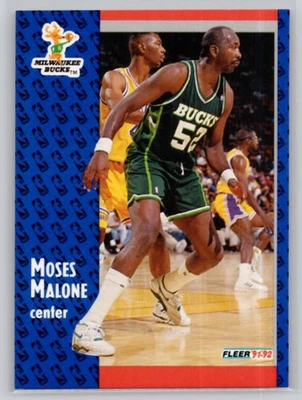 1991-92 FLEER #315 MOSES MALONE MILWAUKEE BUCKS - Image 1 of 2