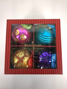Waterford Holiday Heirlooms Christmas Ball Ornament Multicolor Set Of 4 - Picture 1 of 7
