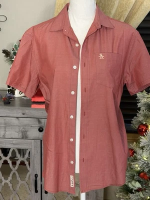 Camisa Penguin Munsingwear Para Hombre Pequeña Azul Manga Corta Con Botones Foto 1 de 4