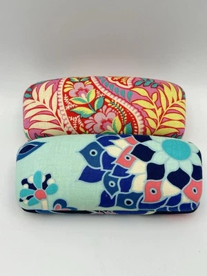 Vera Bradley Hard Shell Clam Eyeglass Case Lot Of 2. Pink And Blue Free Shipping - Image 1 of 4