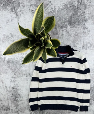 Vintage Tommy Hilfiger USA American Striped 1/3 1/4 Varsity Sweater Pullover - Image 1 of 4