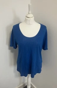 Poetry Top Womens Size UK 12 Blue Linen Short Sleeve Lightweight T-Shirt - Picture 1 of 9