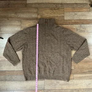 Talbots Men's Size XL Brown Wool Blend Quarter 1/4 Zip Sweater Ribbed Knit #2594 - Picture 1 of 10