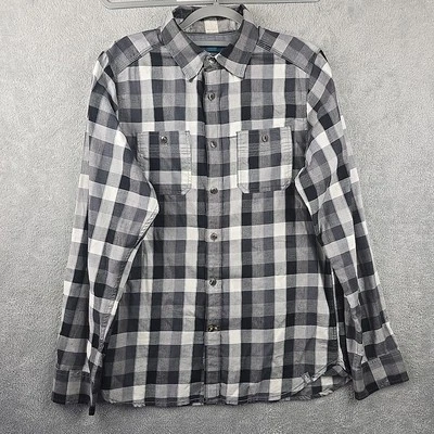 Camisa con botones The North Face para hombre mediana blanca negra a cuadros al aire libre senderismo trabajo Foto 1 de 4