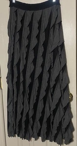 Chelsea And Theodore Ruffle Maxi Skirt Gray Black Size Medium NWT - Picture 1 of 4