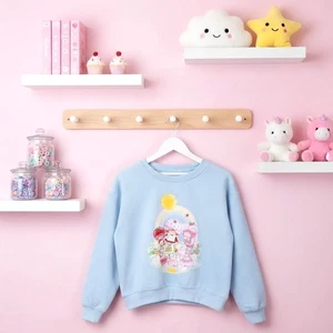 Strawberry Shortcake Kinder Sweatshirt mit Rundhalsausschnitt Neu mit Etikett - hellblau🍓🌈 - Bild 1 von 13