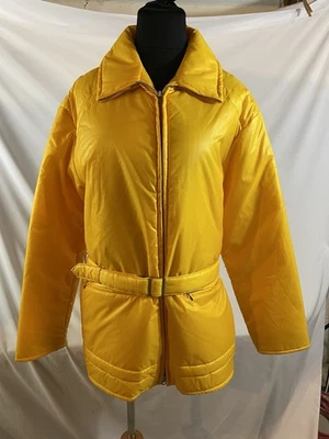 Винтажный маленький лыж куртка пальто женщин зима белый олень ярко желтый - Изображение 1 из 4