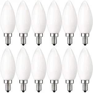 Luxrite Frosted LED Candle Bulbs 60W Equivalent 450lm 2700K UL E12 Base 12-Pack - Picture 1 of 7