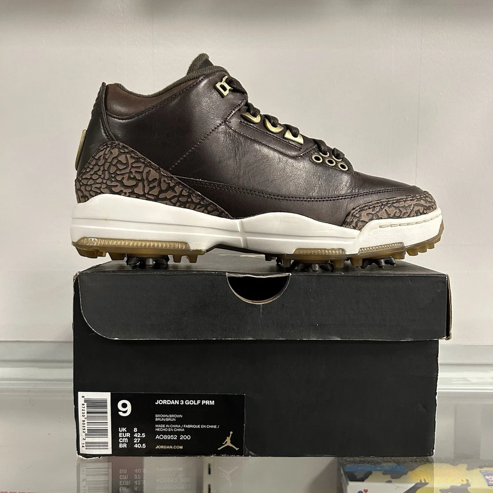 Jordan 3 Retro Golf Marrón Exclusivo Usado Una Vez Para Hombre Talla 9 Foto 1 de 4