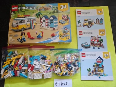 LEGO Creator 3 in 1 Beach Camper Van 31138 556 pieces 100% Complete - Image 1 of 2