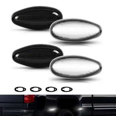 Luz LED de guardabarros lateral de humo de 4 piezas para Chevrolet Silverado 2500HD 3500HD 2001-2014 Foto 1 de 4