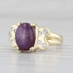 Purple Star Sapphire Diamond Ring 14k Yellow Gold Size 6 India Star Ruby - Picture 1 of 10