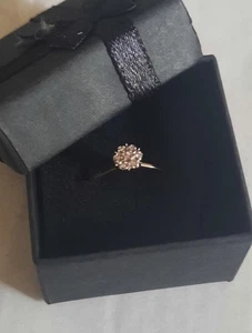 9K Yellow Gold Diamond Cluster Ring. Size M 1/2. 1.05g - Picture 1 of 3