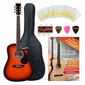 Westerngitarre Akustik Dreadnought Cutaway Tonabnehmer Set inkl Zubehör Sunburst - Bild 1 von 8