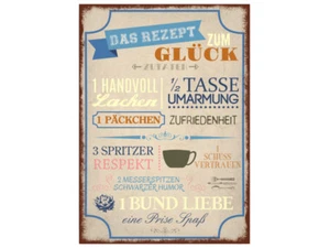 WANDTAFEL Holz Dekoschild DAS REZEPT ZUM GLÜCK Geschenk Shabby Deko Küche - Bild 1 von 2
