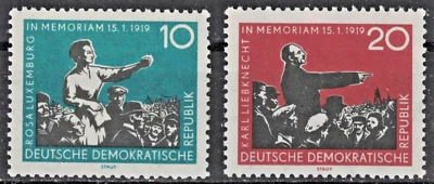 GERMANY DDR:1959 SC#419-20 MH 40th anniv. of the death of Rosa Luxemburg and  F - Image 1 of 2