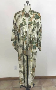 De Colección Rayón Kimono Bata Plumero Festival Boho Resort Pagodas Flores Árboles S/M - Imagen 1 de 9
