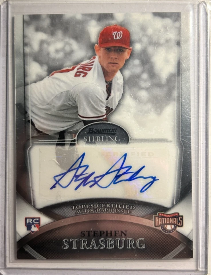 Autógrafo de novato certificado Stephen Strasburg AUTO~RC Bowman Sterling 2010 SP #1 Foto 1 de 1