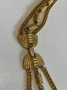 Vintage Monet Multistrand Gold Tone 3 Strand Chain Necklace 27 Inches Long - Picture 1 of 18