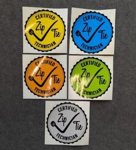 FUNNY TOOLBOX STICKER - ZIP TIE TECHNICIAN - CHOOSE YOUR STYLE - 1 X 83mm - Picture 1 of 6