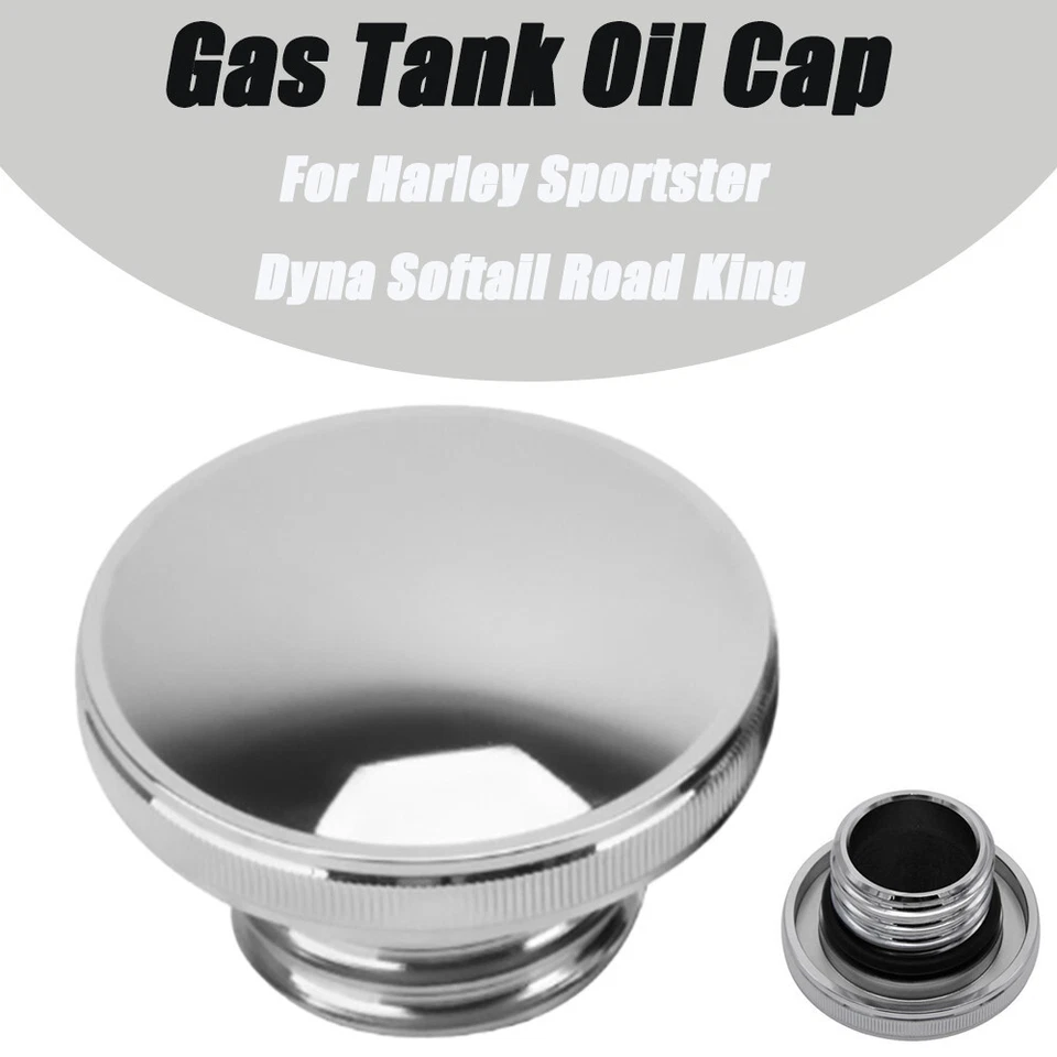 Chrome Gas Fuel Tank Cap For Harley Davidson Sportster XL883 XL1200 Dyna Softail Foto 1 de 4