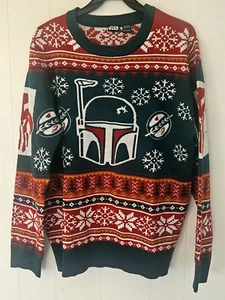 Star Wars Ugly Sweater Herren X-LARGE Grün Boba Fett The Mandalorian Holidays - Bild 1 von 10