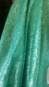 Aqua Sequin Matte on Mesh Fabric Sold by TheYard Sequin Dress Decoration Draping - Picture 1 of 10