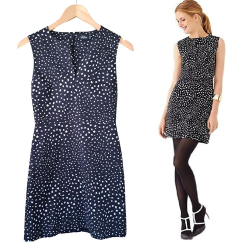 Mini abito senza maniche Kate Spade sabato guaina nero bianco punto taglia 00