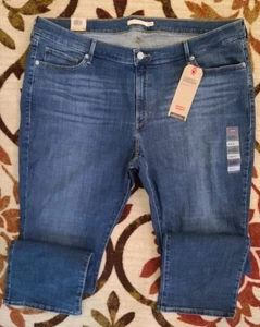 NWT Levi's Womens Blue Hypersoft Mid Rise Classic Straight Medium Jeans 24W $69 - Picture 1 of 6