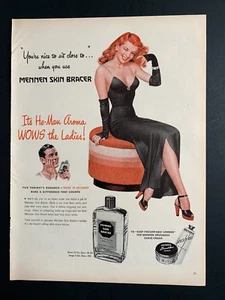 1946 Mennen Skin Bracer Print Ad Life Mag 13in x10 in Redhead Woman in Dress - Picture 1 of 1