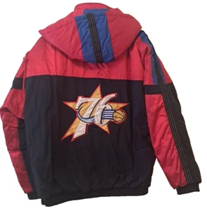 Vintage Philadelphia 76ers Starter Puffer Jacket 90s NBA Authentics Mens M - Picture 1 of 14