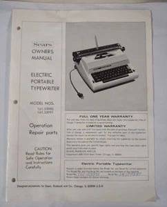 Vintage Sears elektrische tragbare Schreibmaschine The Communicator Modell 161.53991 Handbuch - Bild 1 von 2