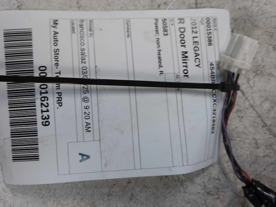 Used Right Door Mirror fits: 2012 Subaru Legacy Power non-heated Right Grade B Foto 1 de 4