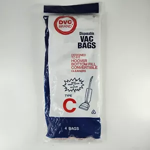 DVC Brand Type C Vac Cleaner Bags 4-Pk Hoover Bottom Fill Convertible Cleaners - Picture 1 of 2