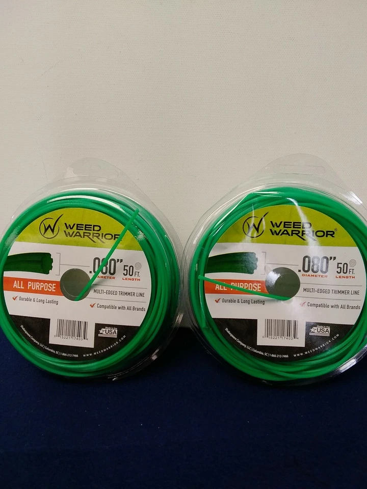 2 - .080" X 50ft Weed Warrior Shaped Trimmer Line Fits All Brands Universal