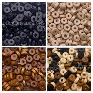 200 x 8mm Round Wooden Rondelle Spacer Beads Jewellery Natural Craft Beading UK - Picture 1 of 9